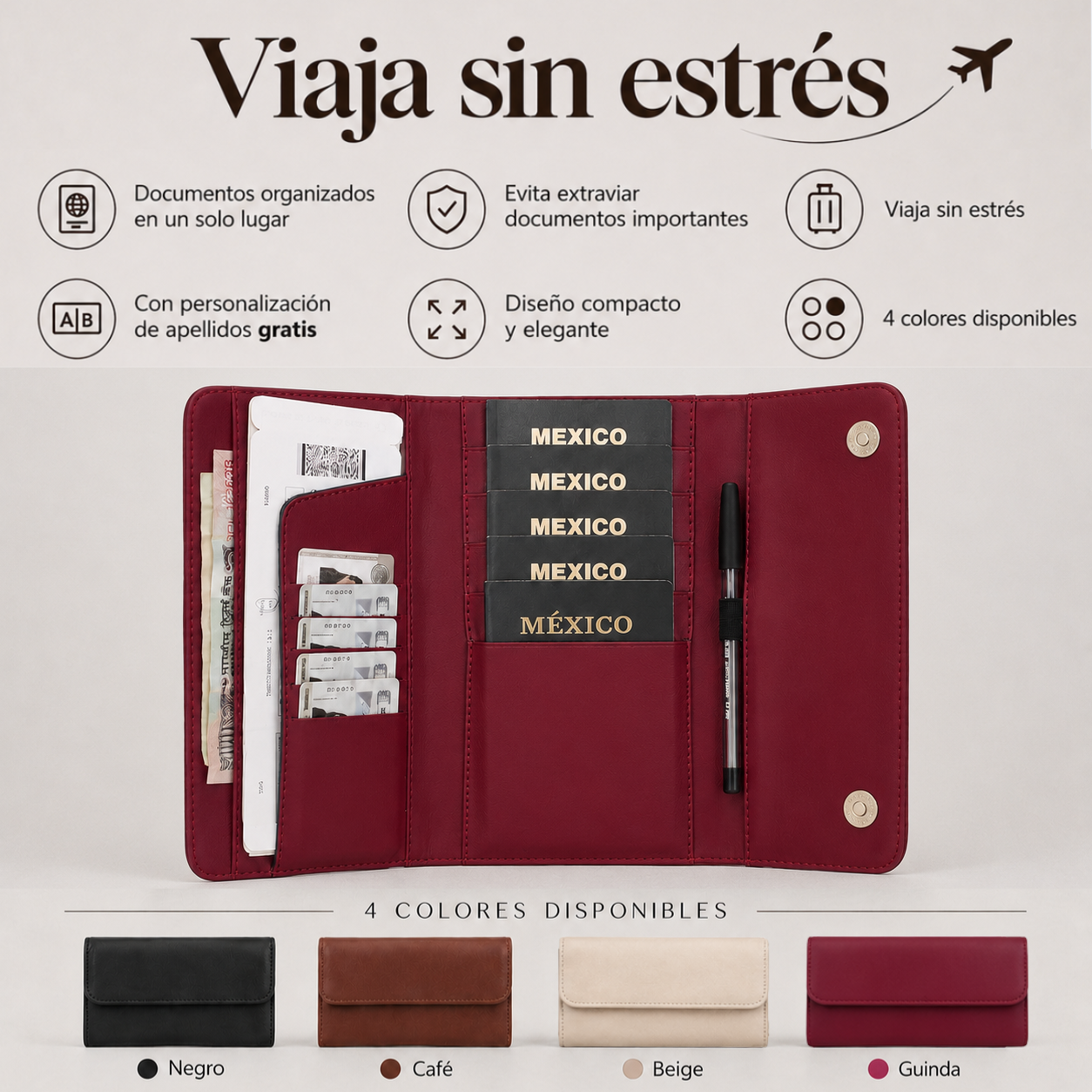 Portapasaporte Familiar para 5 Personas