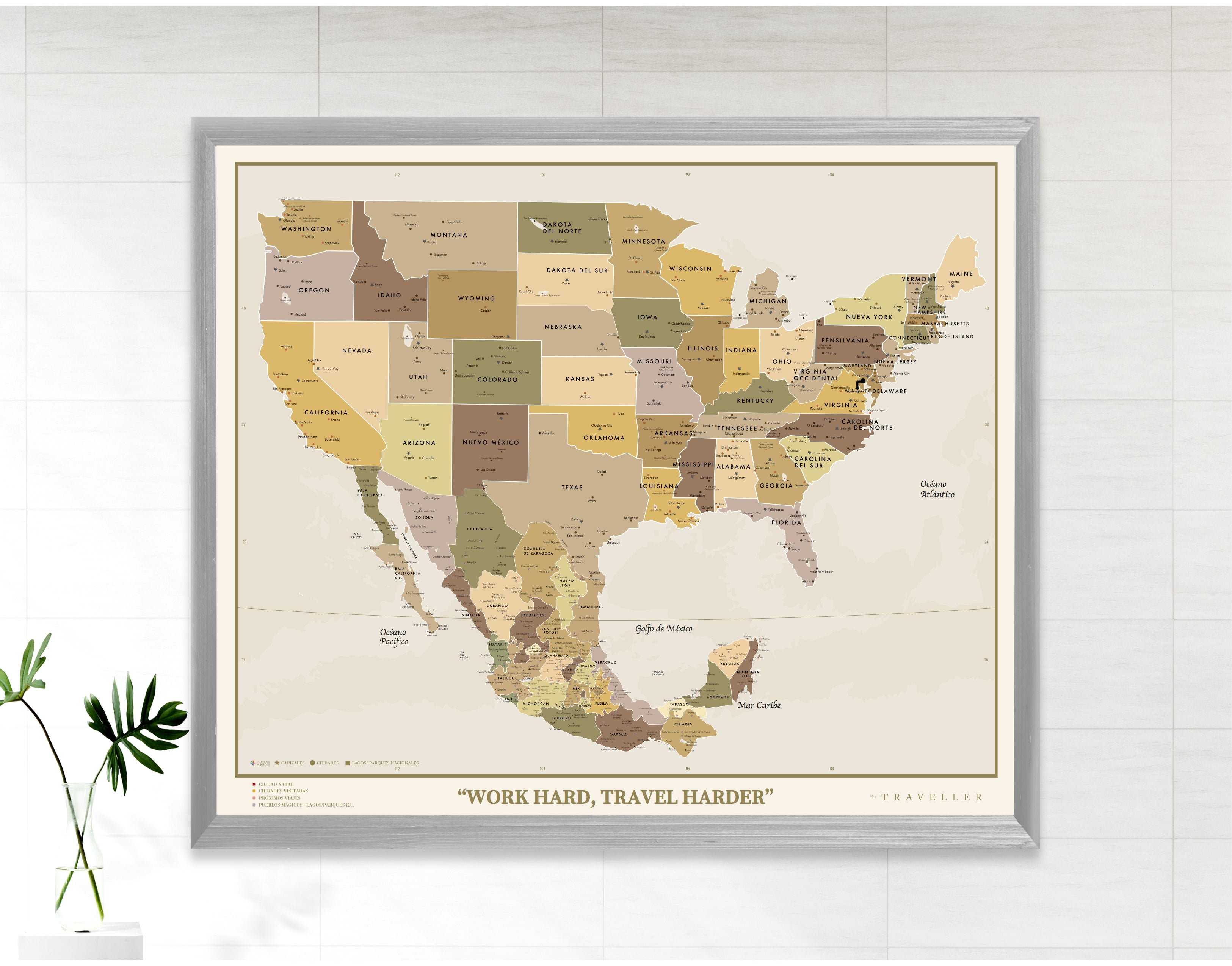 Mapas EUA-México 70x60 cm