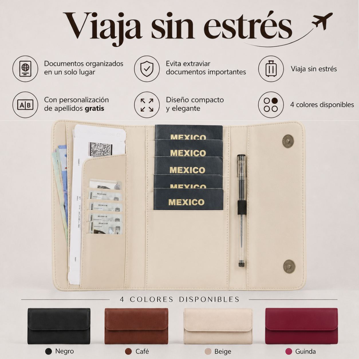 Portapasaporte Familiar para 5 Personas