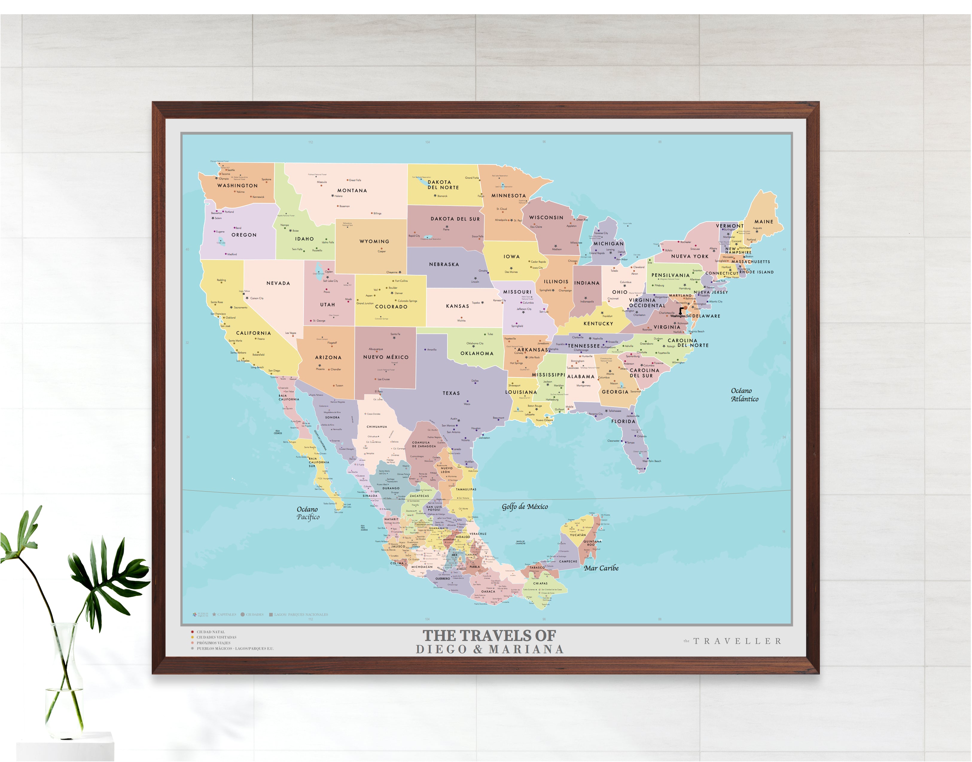 Mapas EUA-México 70x60 cm