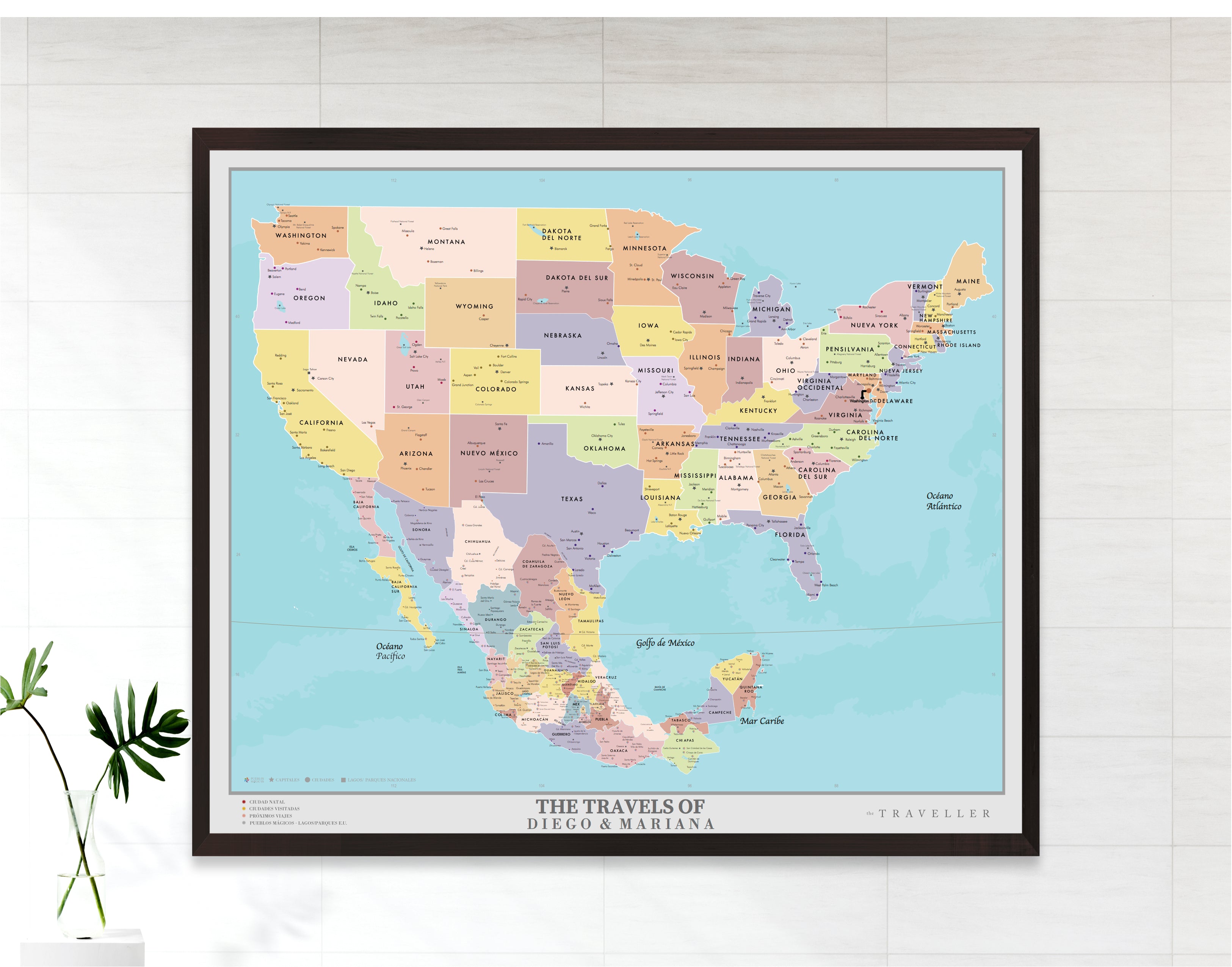 Mapas EUA-México 70x60 cm