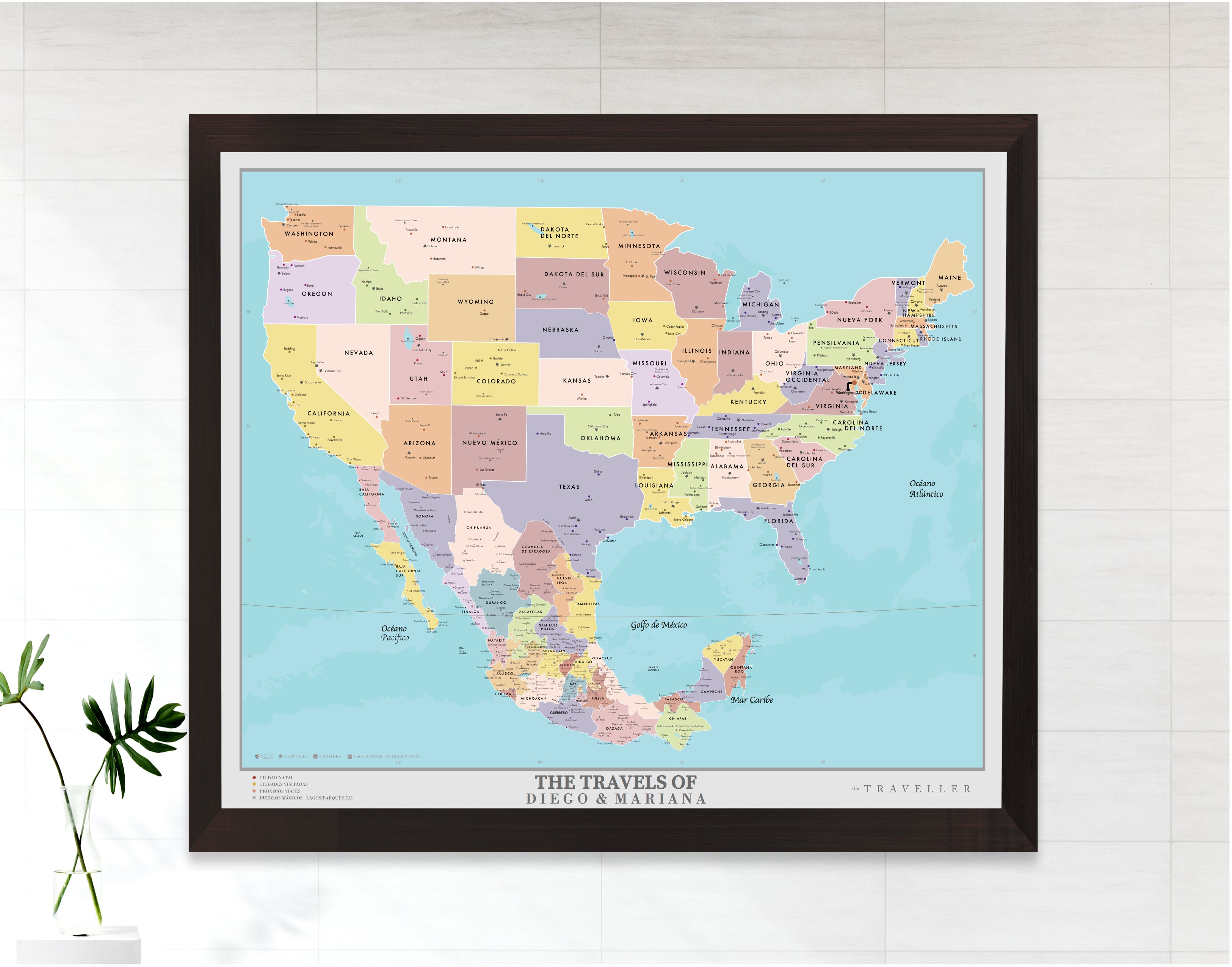 Mapas EUA-México 70x60 cm