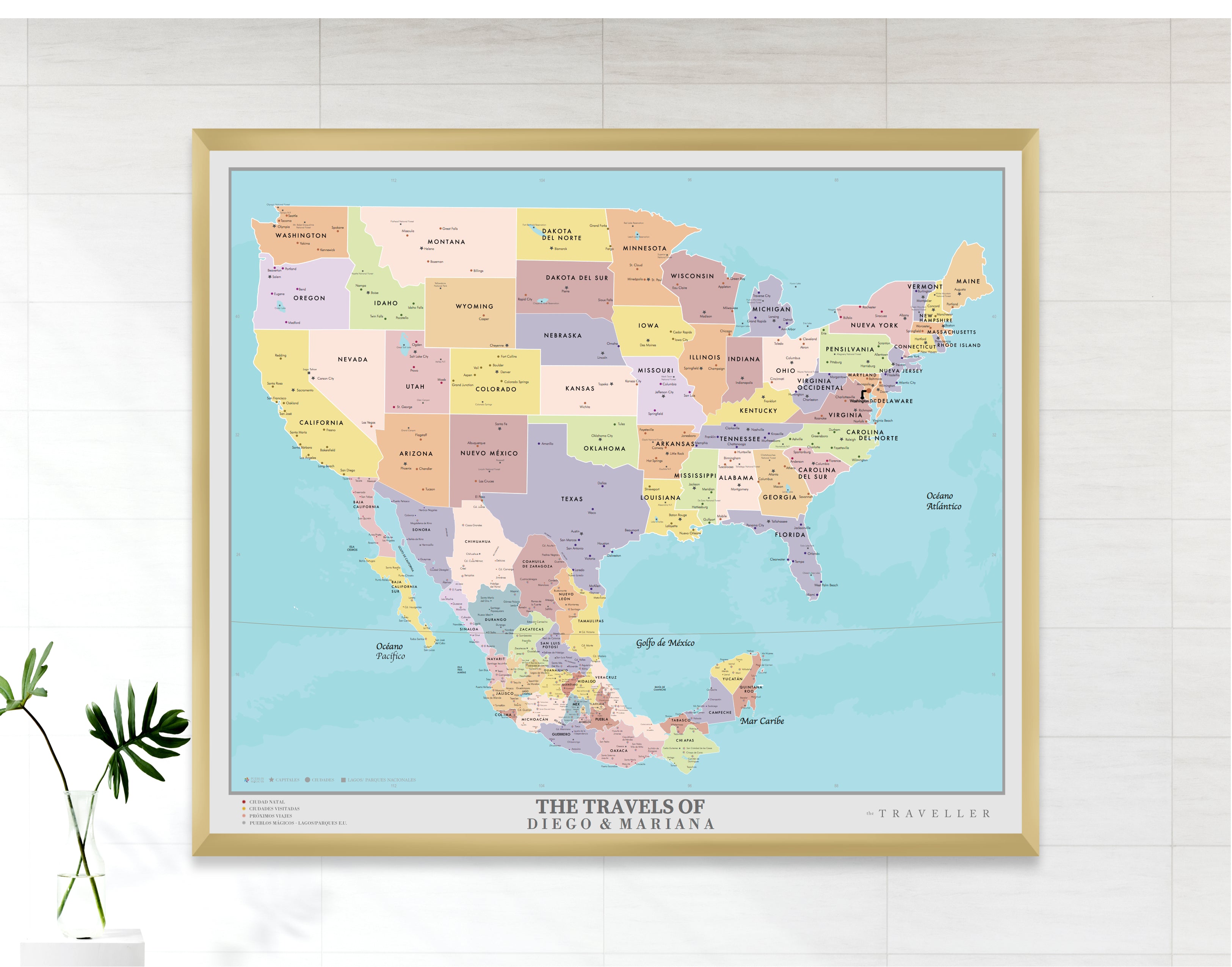 Mapas EUA-México 70x60 cm