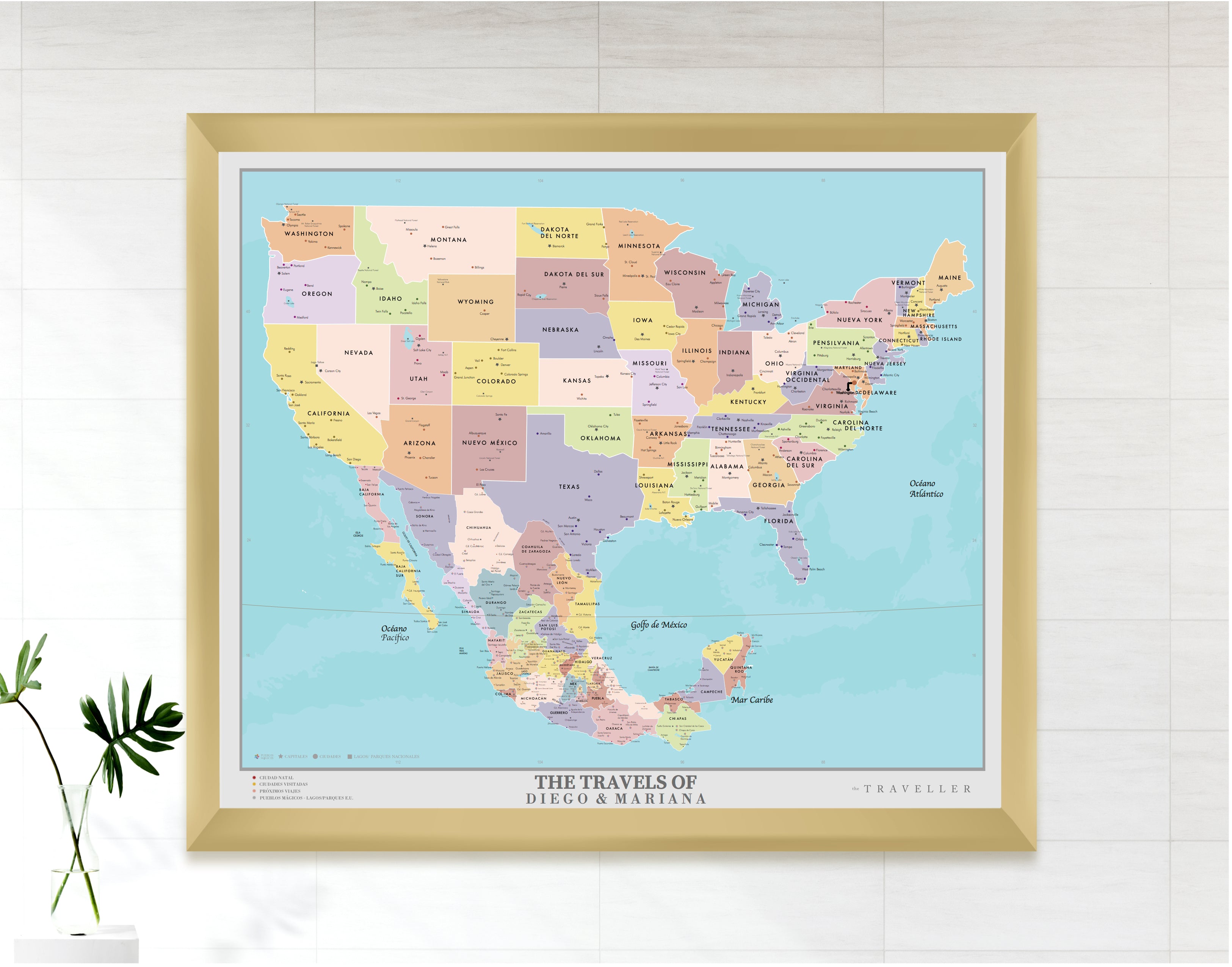 Mapas EUA-México 70x60 cm