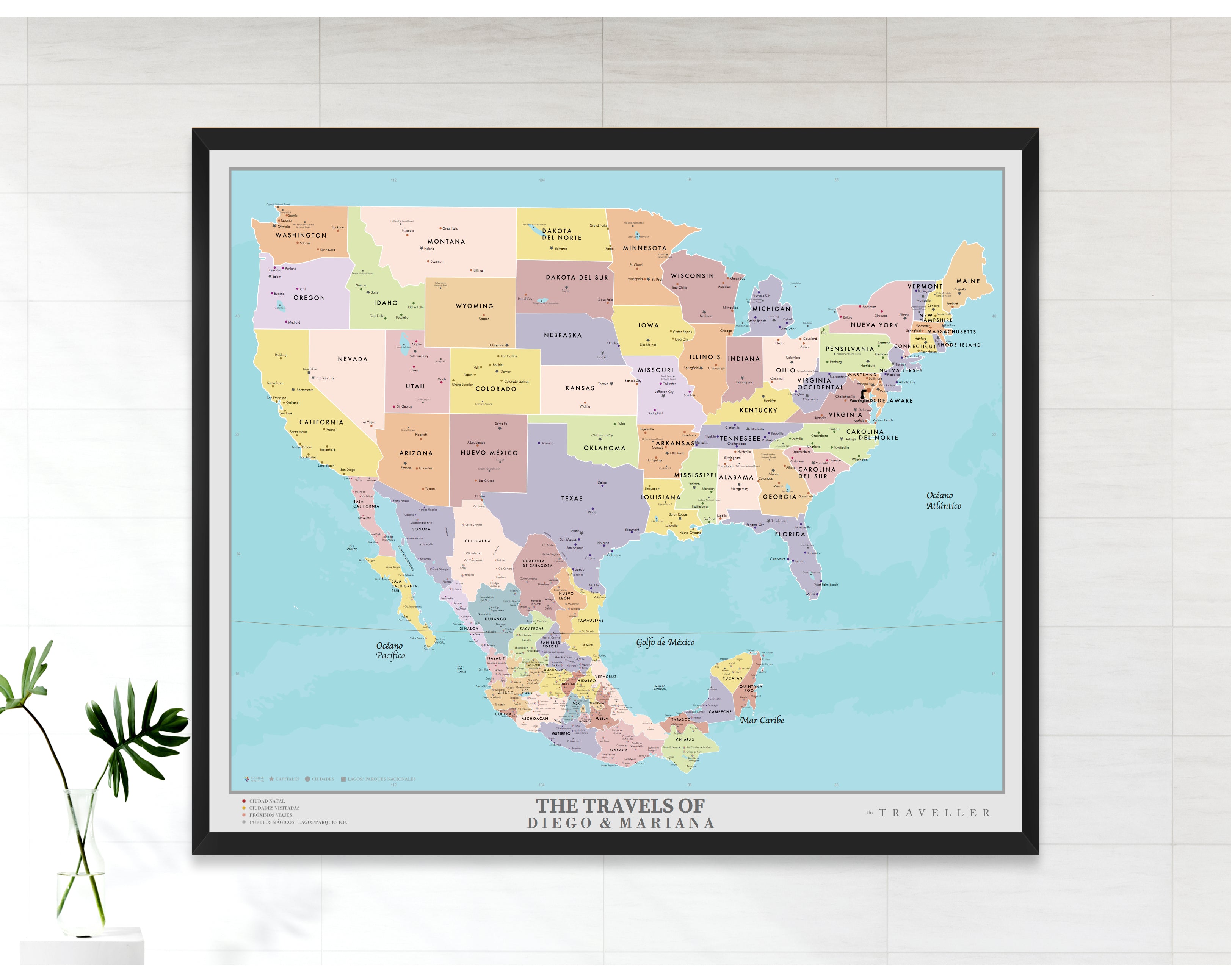 Mapas EUA-México 70x60 cm