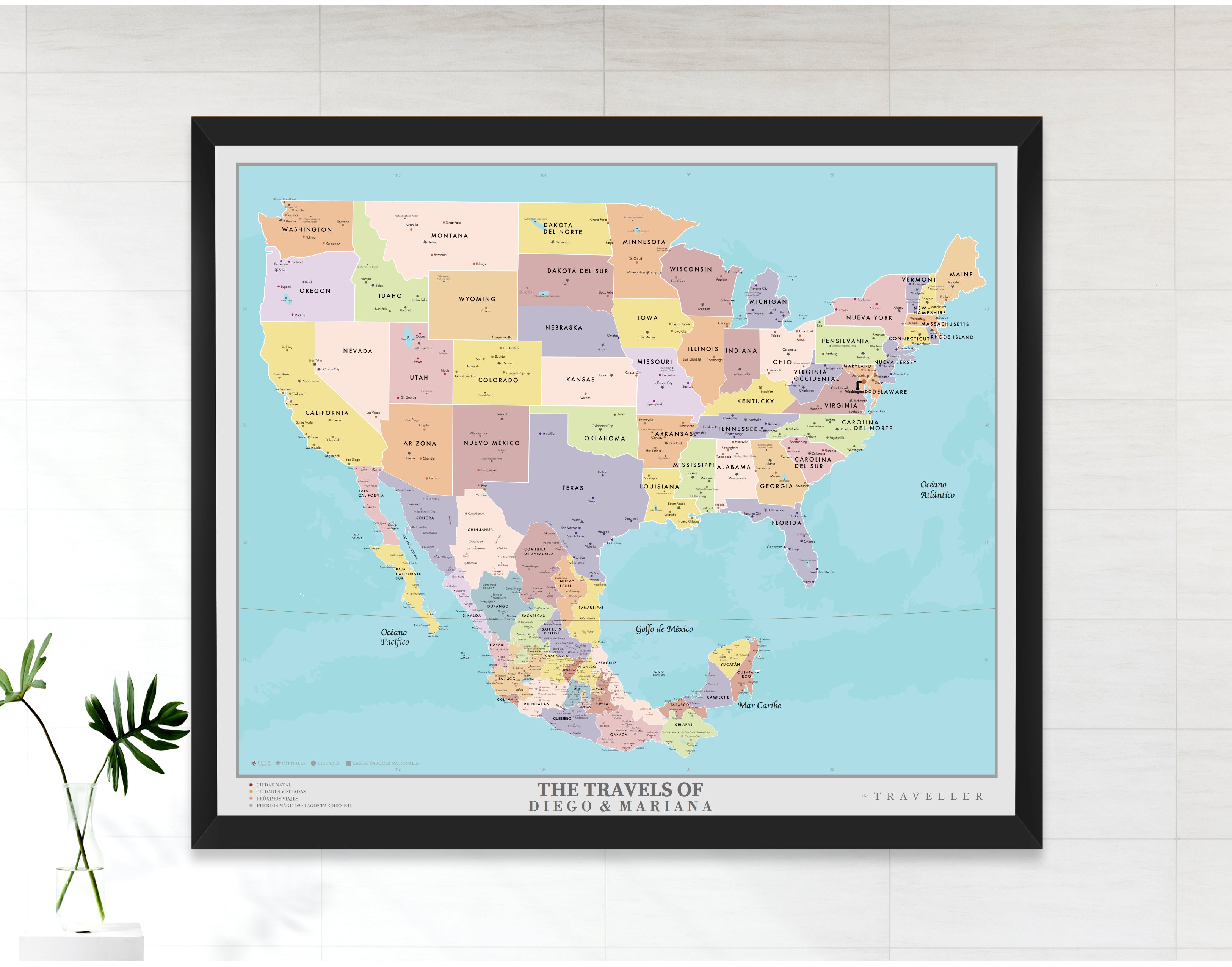 Mapas EUA-México 70x60 cm