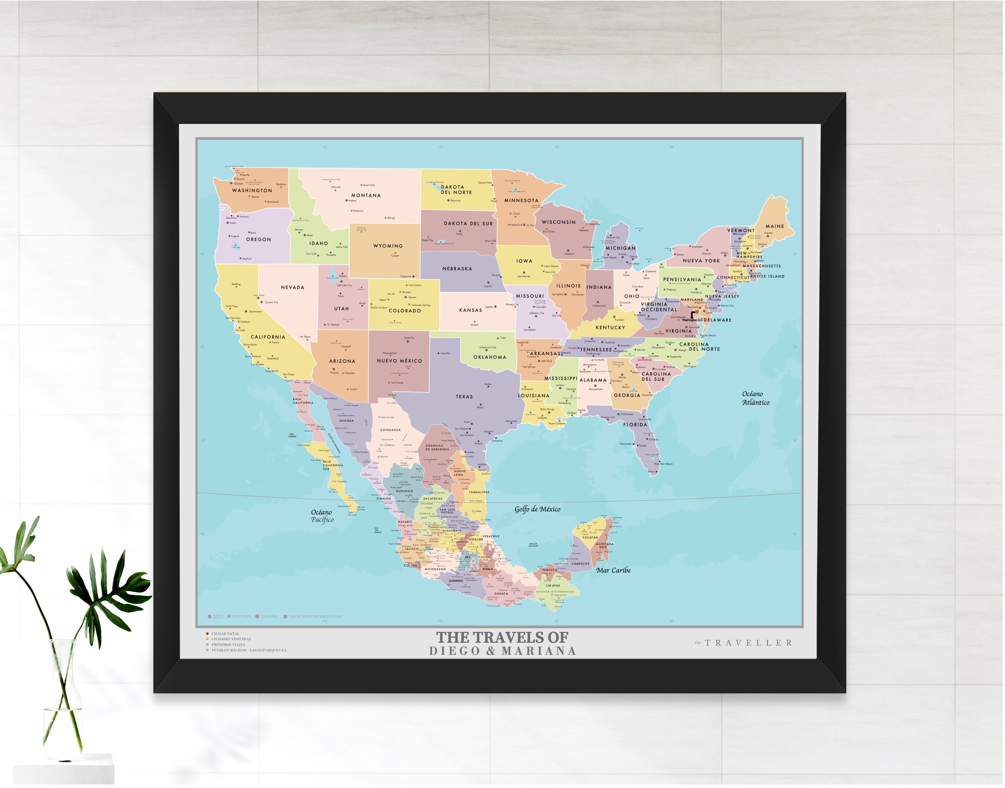 Mapas EUA-México 70x60 cm
