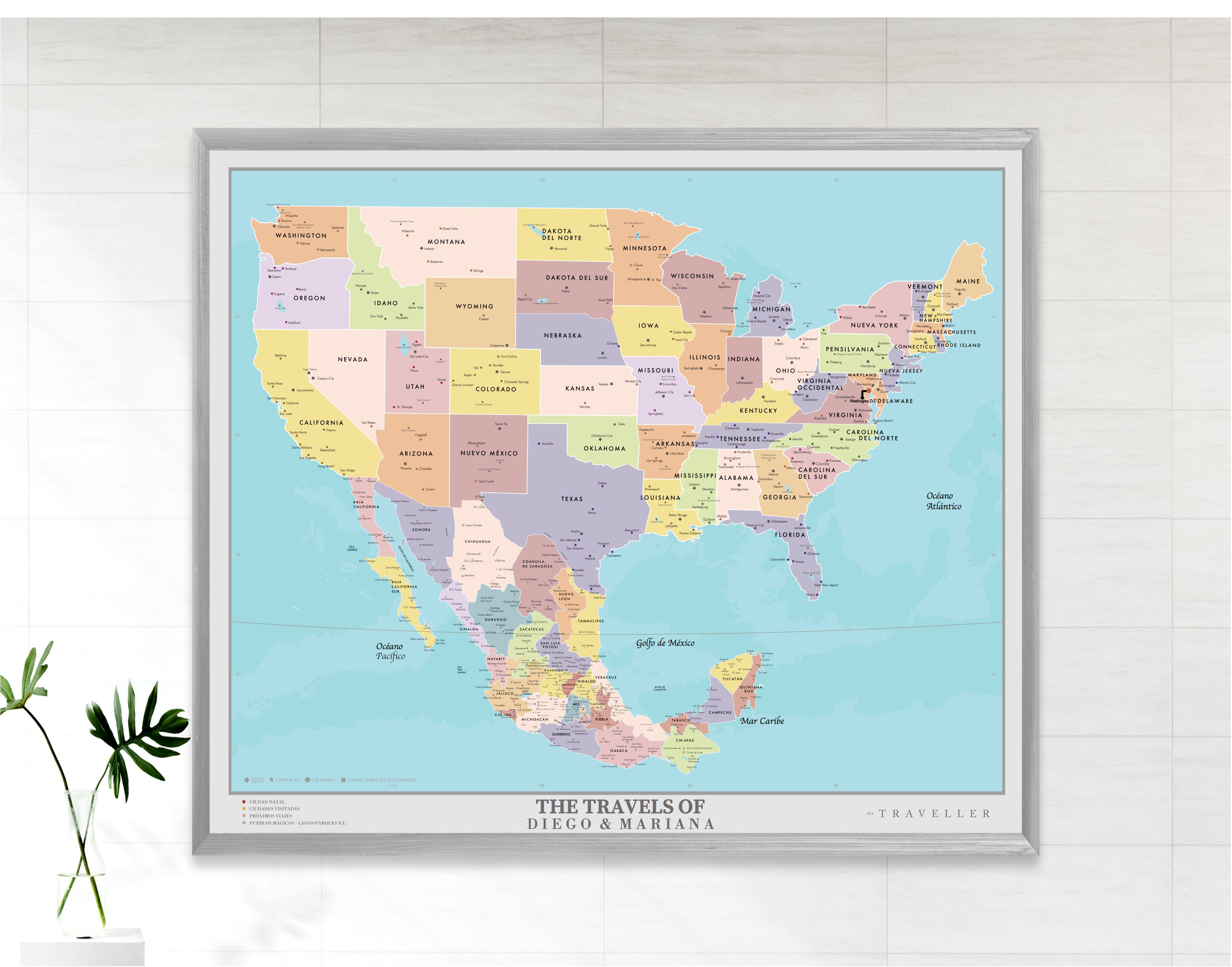 Mapas EUA-México 70x60 cm